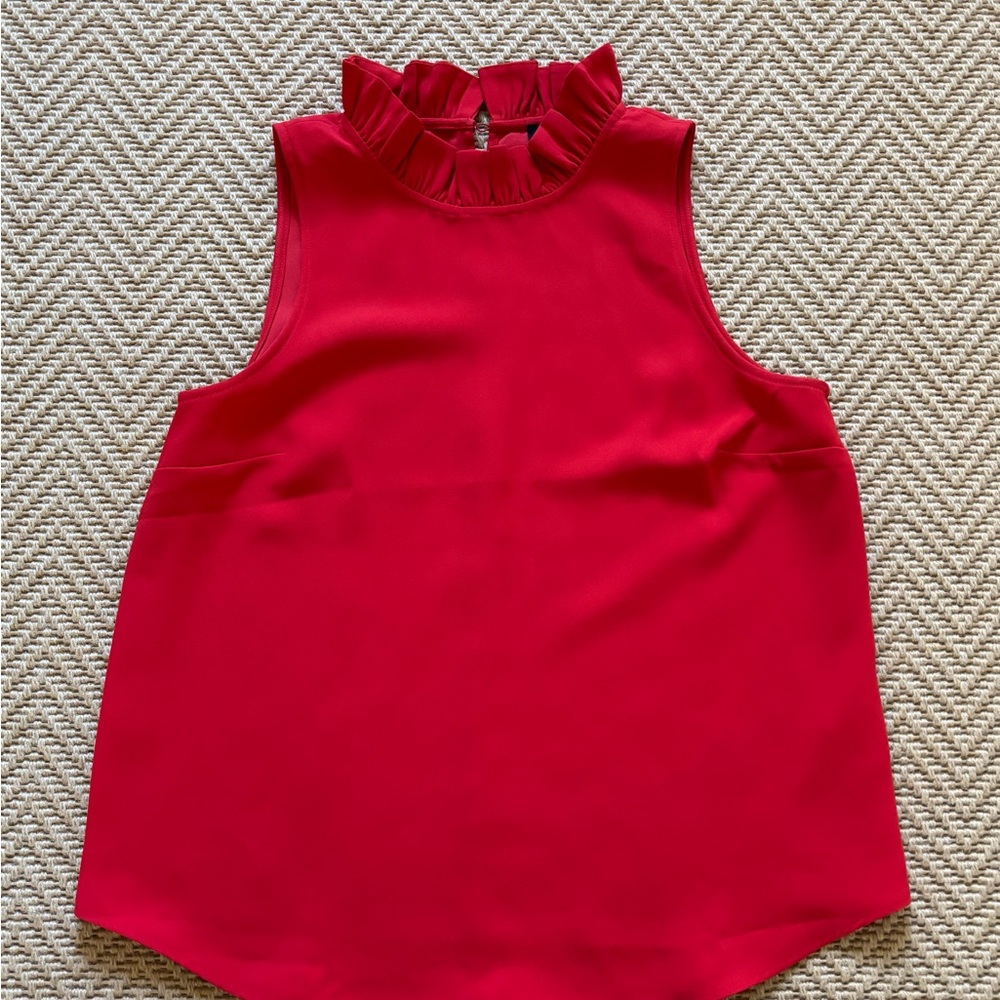 J. Crew red ruffle neck tank blouse